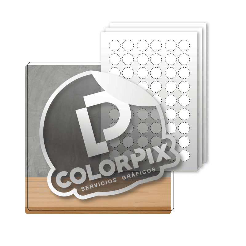 Planilla de stickers vinil transparente
